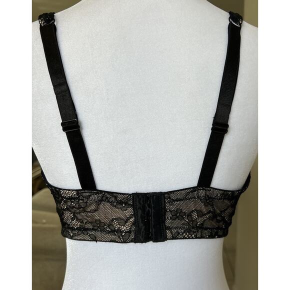VTG Black Lace Bra 36DDD Sexy Witchygoth Goth Vamp Steampunk 90s Y2K Fredricks - Picture 4 of 7